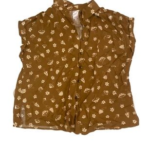 Brown mushroom button shirt